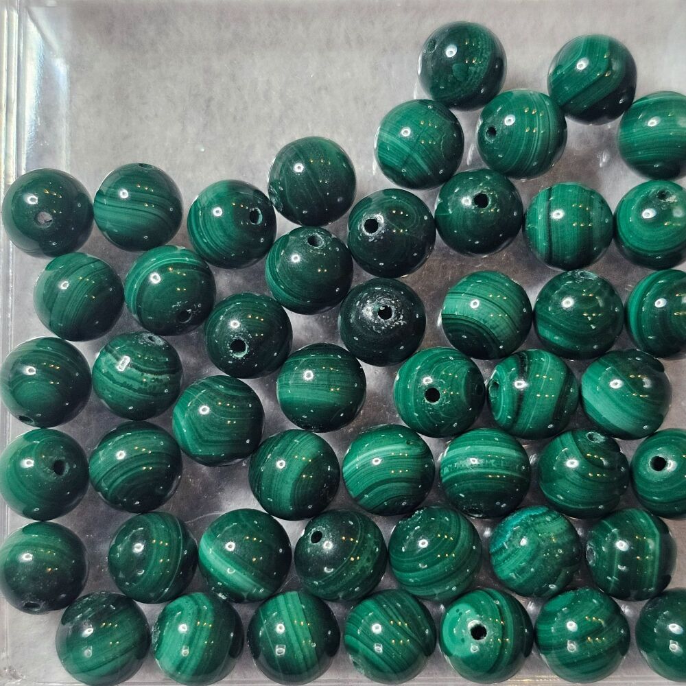 Malachite Bead/ Beads - an example of how many beads in a strand