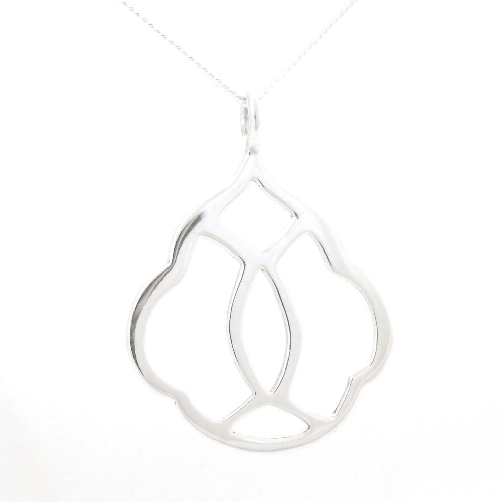 Large fretwork drop pendant