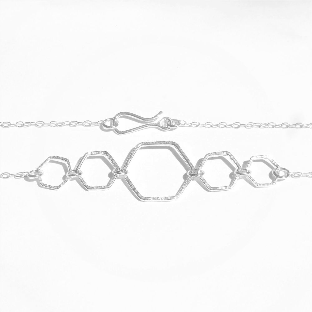 Large 5 hexagon chain necklace