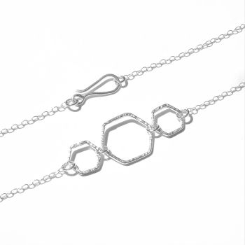 Medium triple hexagon chain necklace