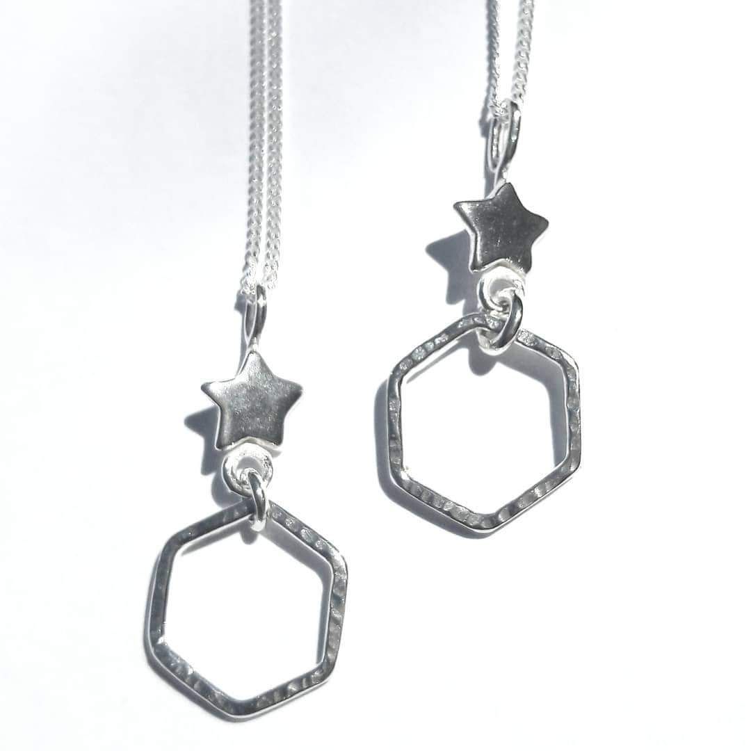 Starry hexagon pendant