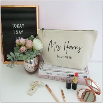  Personalised MRS EST Cotton Cosmetic Make Up Bag 