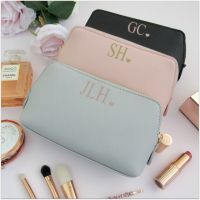<!-- 001 -->Personalised Leather Look Initial & Heart Make Up Bag