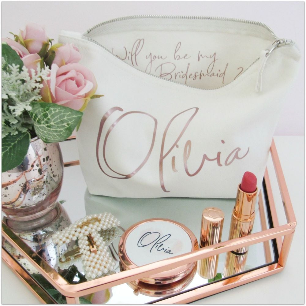 Personalised Bridesmaid or Maid of Honour Proposal Cotton Cosmetic Make Up