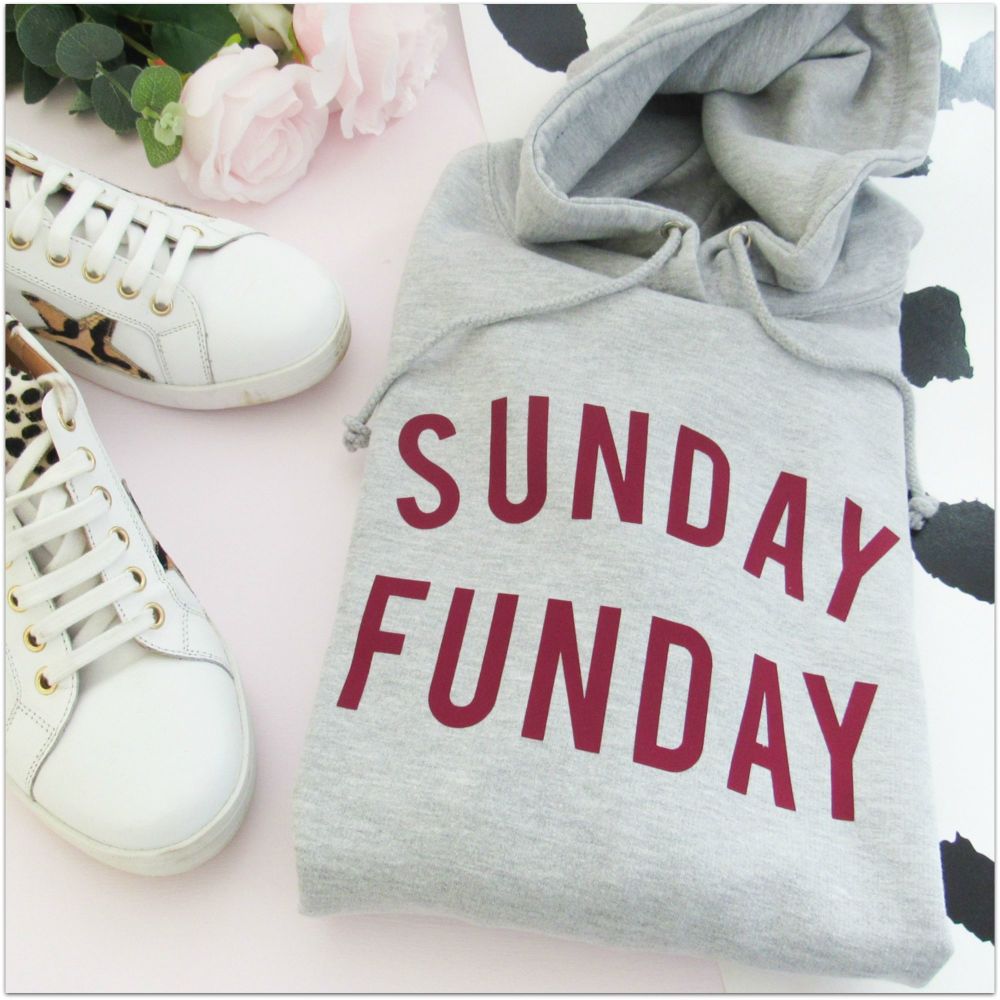 "SUNDAY FUNDAY" Women's Slogan Hooded Sweatshirt