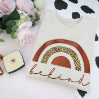  <!-- 0 -->"Be Kind With Leopard Print Rainbow" Slogan Organic Cotton Short Sleeve Tee..New Colour