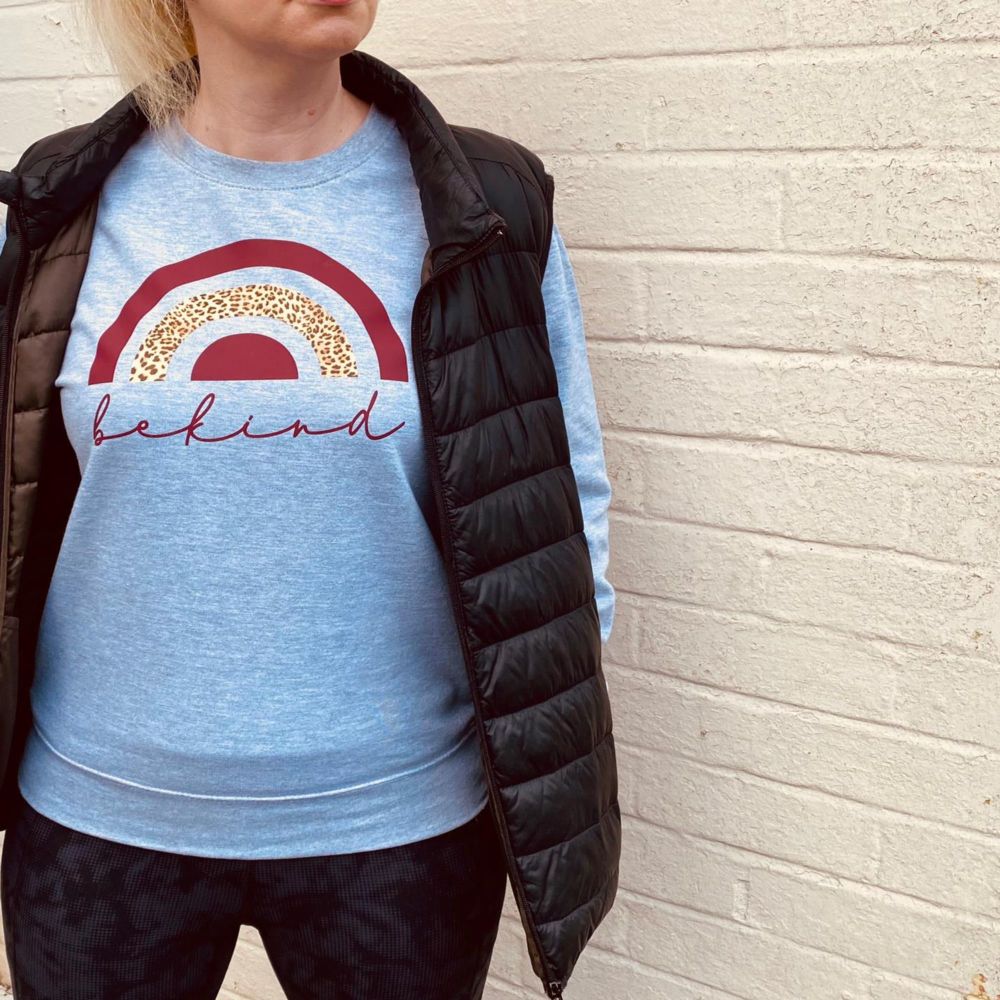 "Be Kind" Rainbow & Leopard Print Women's Sweatshirt Jumper
