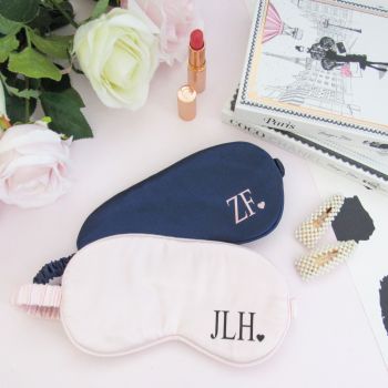 Personalised Initial & Heart Satin Sleep Eye Mask