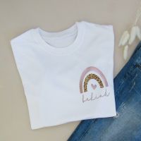  <!-- 011 -->New Style "Be Kind With Leopard Print Rainbow" Women's Slogan Organic Cotton Short Sleeve Tee