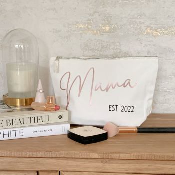 Personalised "MAMA EST" Cotton Cosmetic Make Up Bag