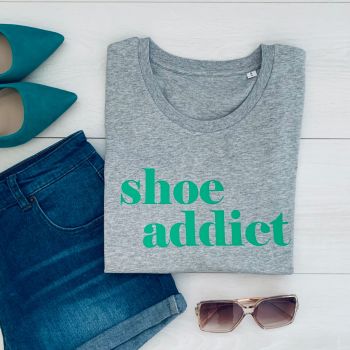   "SHOE ADDICT" Women's Fitted Organic Cotton Short Sleeve Tee