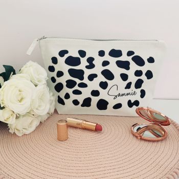 Personalised Dalmation Spot Print Design Cotton Cosmetic Make Up Bag