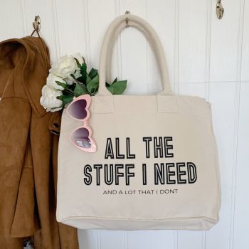 "All The Things I Need" Resort Canvas Shopping Tote Bag