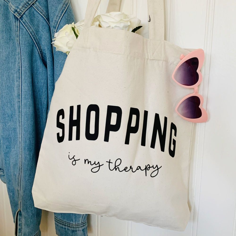 <!-- 00-->Shopping Is My Therapy Organic Cotton Shopping Bag