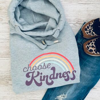  "Choose Kindness" Rainbow Chunky Cross Neck Women's Hoodie