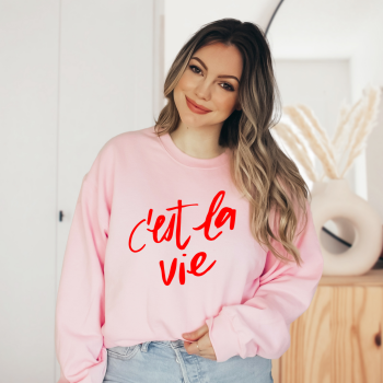 "C'est La Vie " Pink Women's Unisex Slogan Sweatshirt Jumper