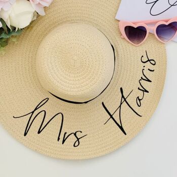 Personalised Mrs Straw Wide Brimmed Floppy Hat