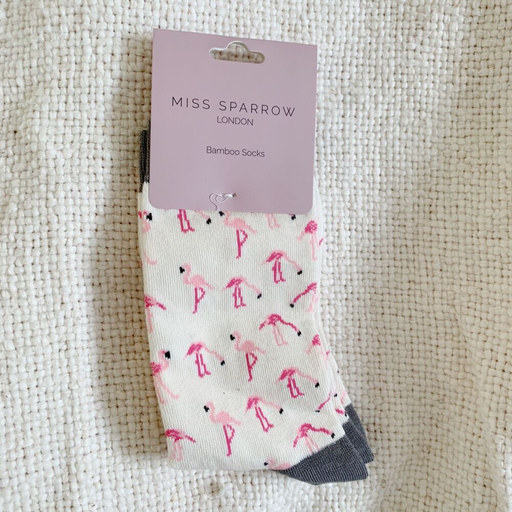 <!-- 005 -->Cute Pair Of Flamingo Socks...Make A Gorgeous Christmas Gift