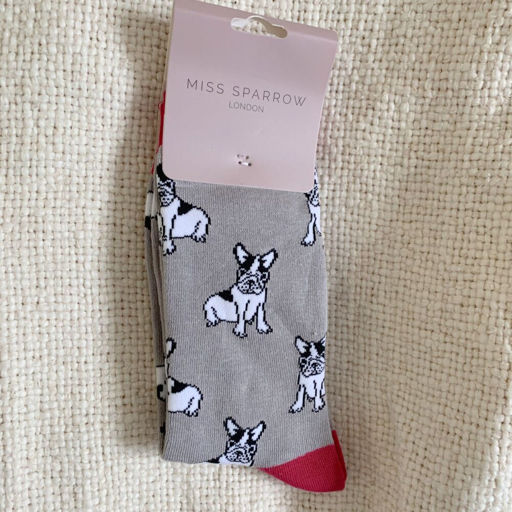 <!-- 005 -->Cute Pair Of  French Bull Dogs Socks...Make A Gorgeous Gift
