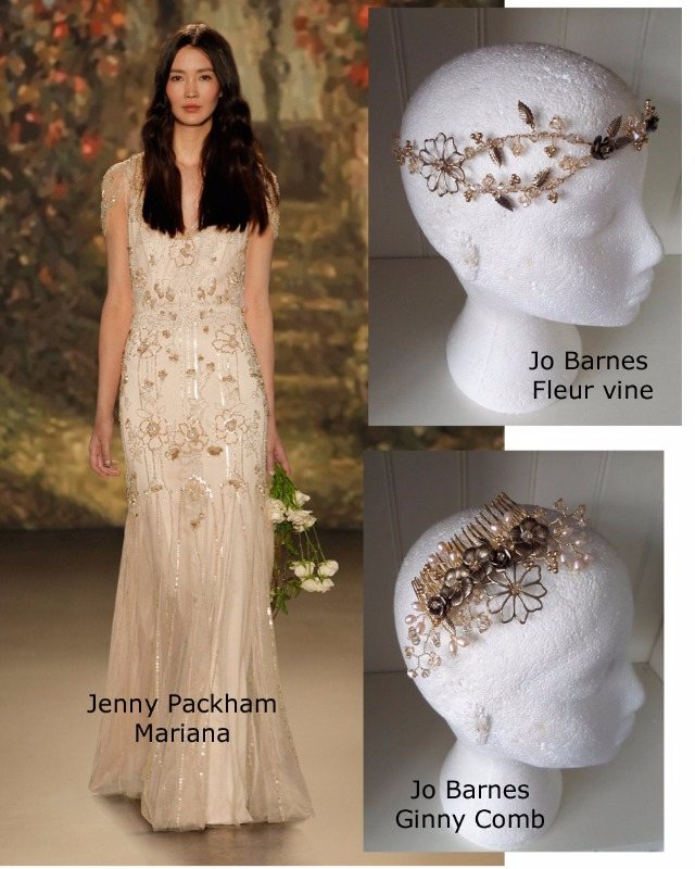 Jenny Packham mariana dress with Jo Barnes Fleur hair vine
