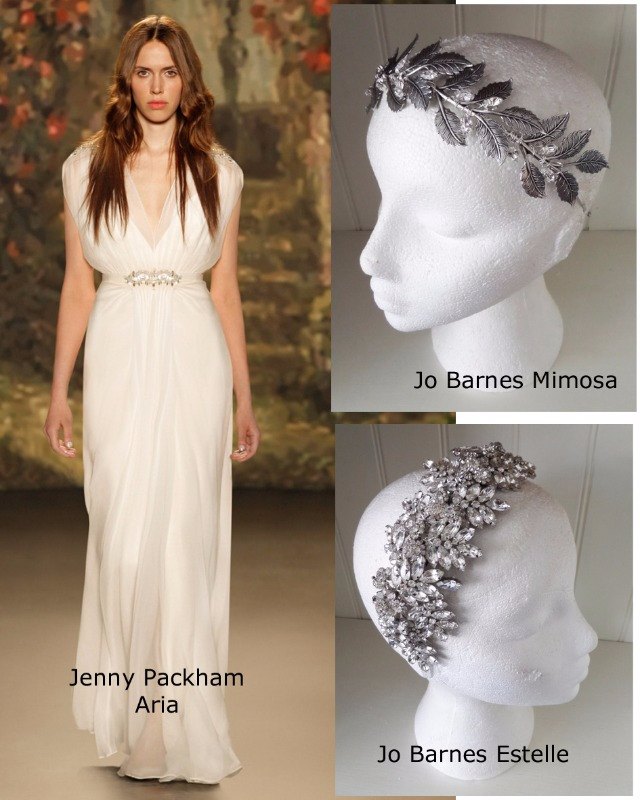 Jenny Packham Aria and Jo Barnes Mimosa and Estelle headband