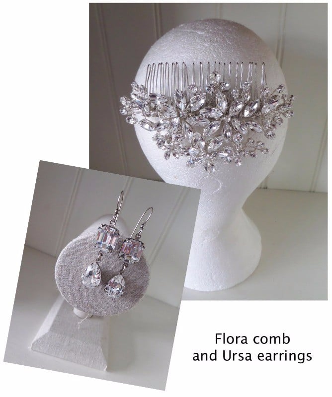 Jo Barnes Flora comb and Ursa earrings