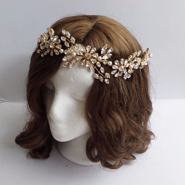 Iris Bridal Hair Vine (Gold plated)