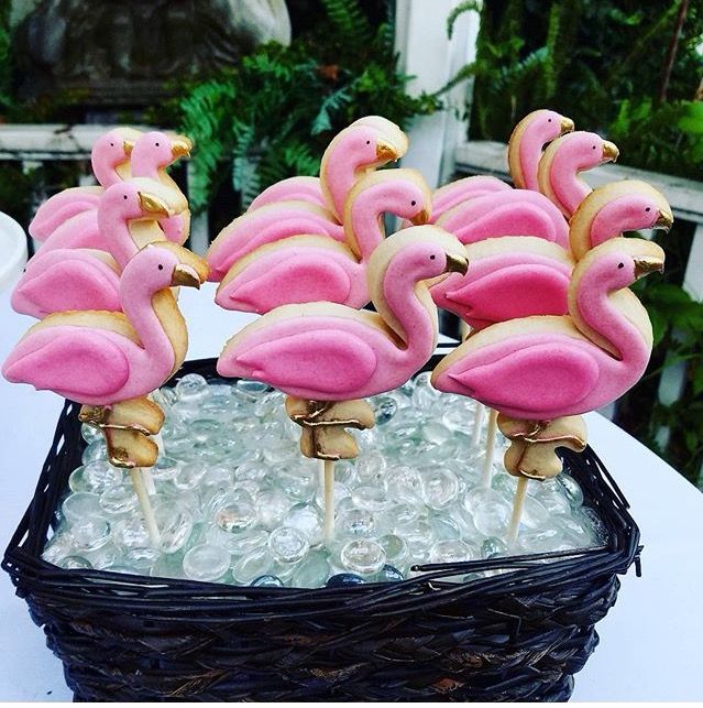 flamingo wedding biscuits