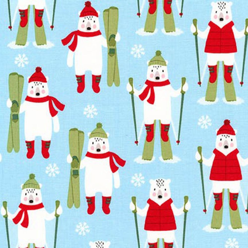 Frosty Friends ~ Robert Kaufman ~ Ski Bear ~ Bolt End 60cm x 110cm approx
