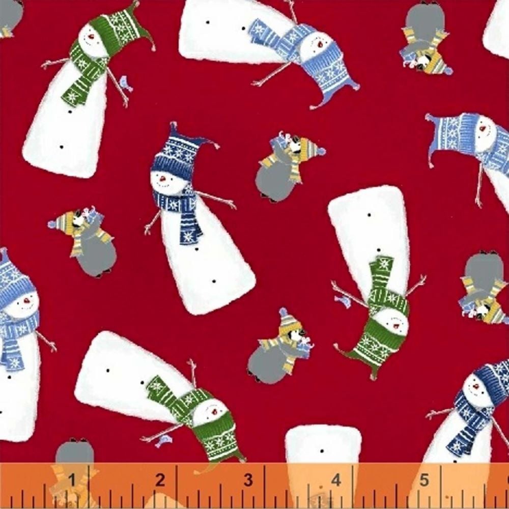 Santa's Little Helpers Snowman Red Windham Fabrics
