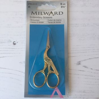 Milward Embroidery Scissors 9cm  Stork ~ Gold  