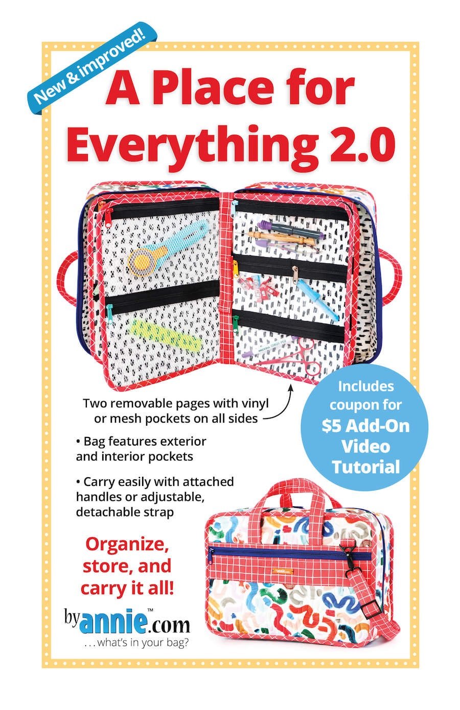 By Annie ~ A Place For Everything Organiser 2.0  Bag Pattern