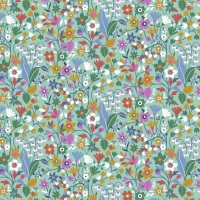 Kaleidoscope Ace  ~ Cotton Lawn ~  Dashwood Studio ~ Wild Flowers on Teal
