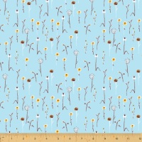 Far Far Away 3 ~ Heather Ross ~ Windham Fabrics ~ Wildflowers ~ Blue