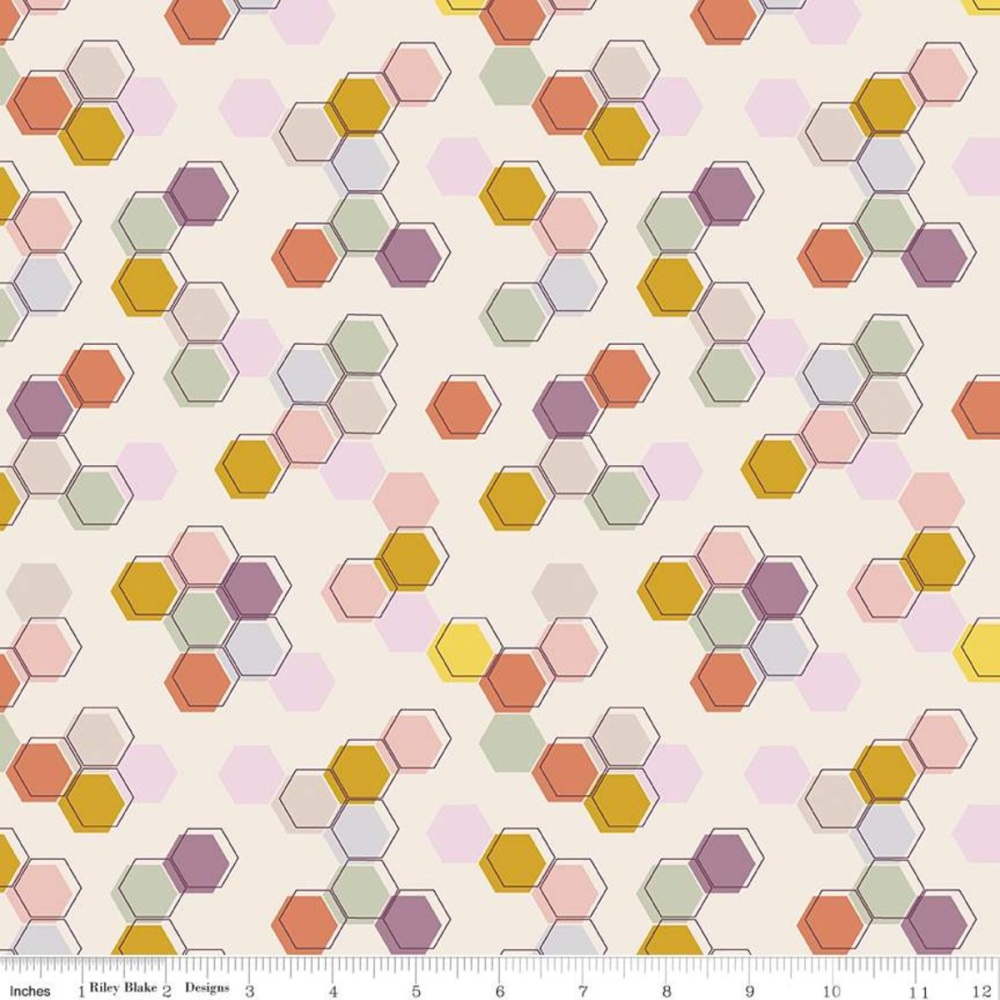 Harmony ~ Melissa Lee ~ Riley Blake Designs ~ Honeycomb ~ Cream ~ Bolt End 60cm x 110cm approx