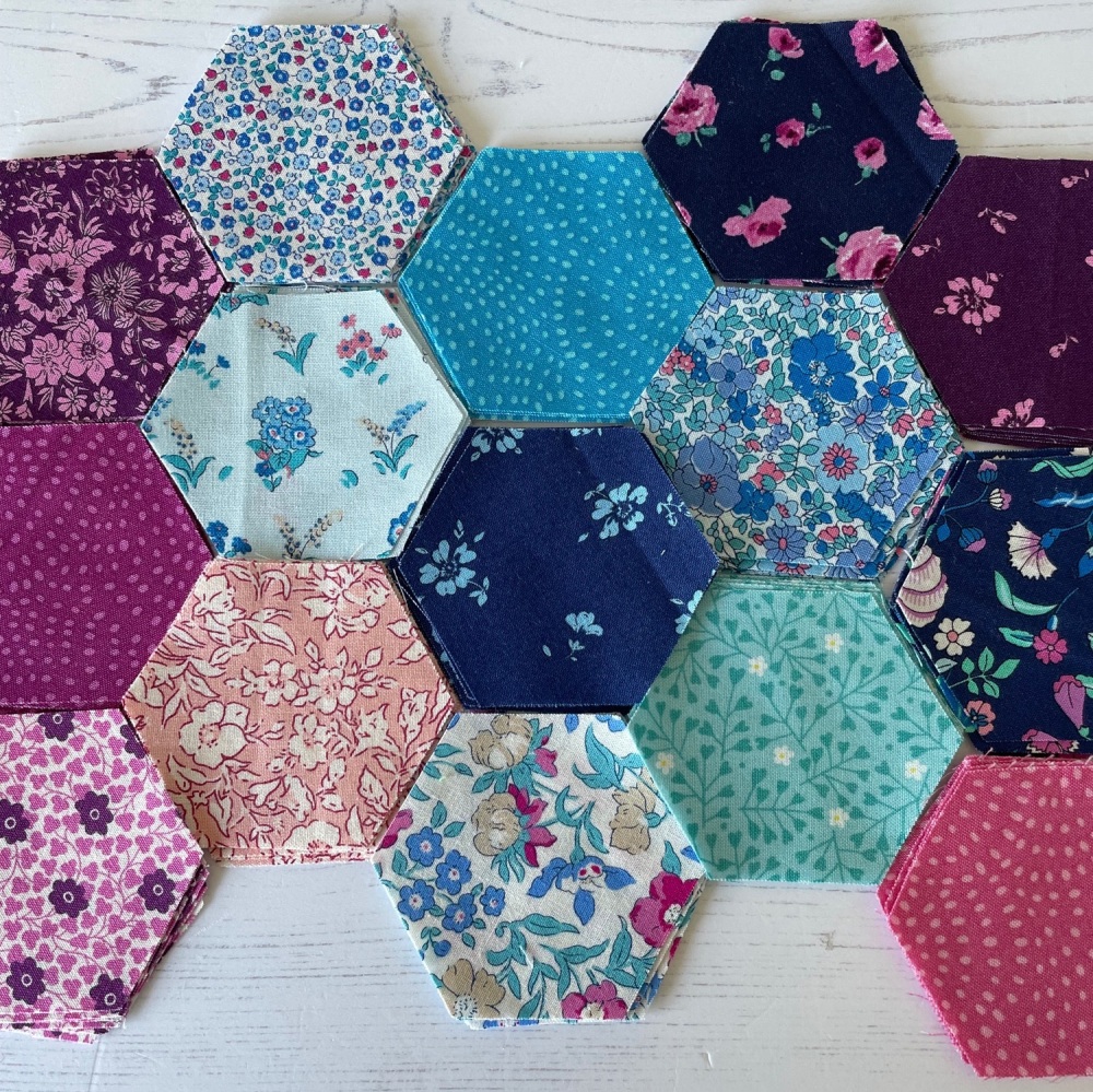 Precut Hexies Blue/Purple/ Pink  Collection.