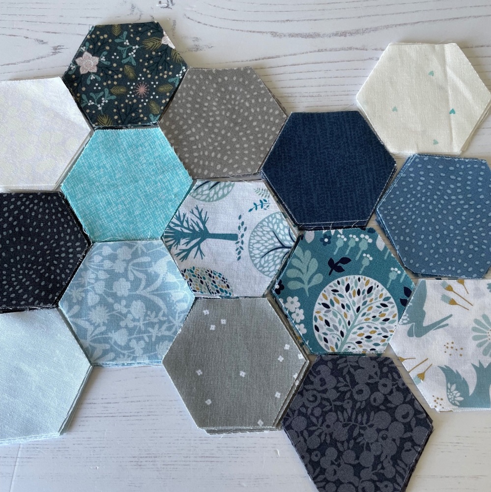 Precut Hexies Blue/Grey/White  Collection.