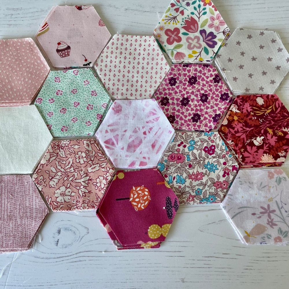 Precut Hexies Pink Collection.