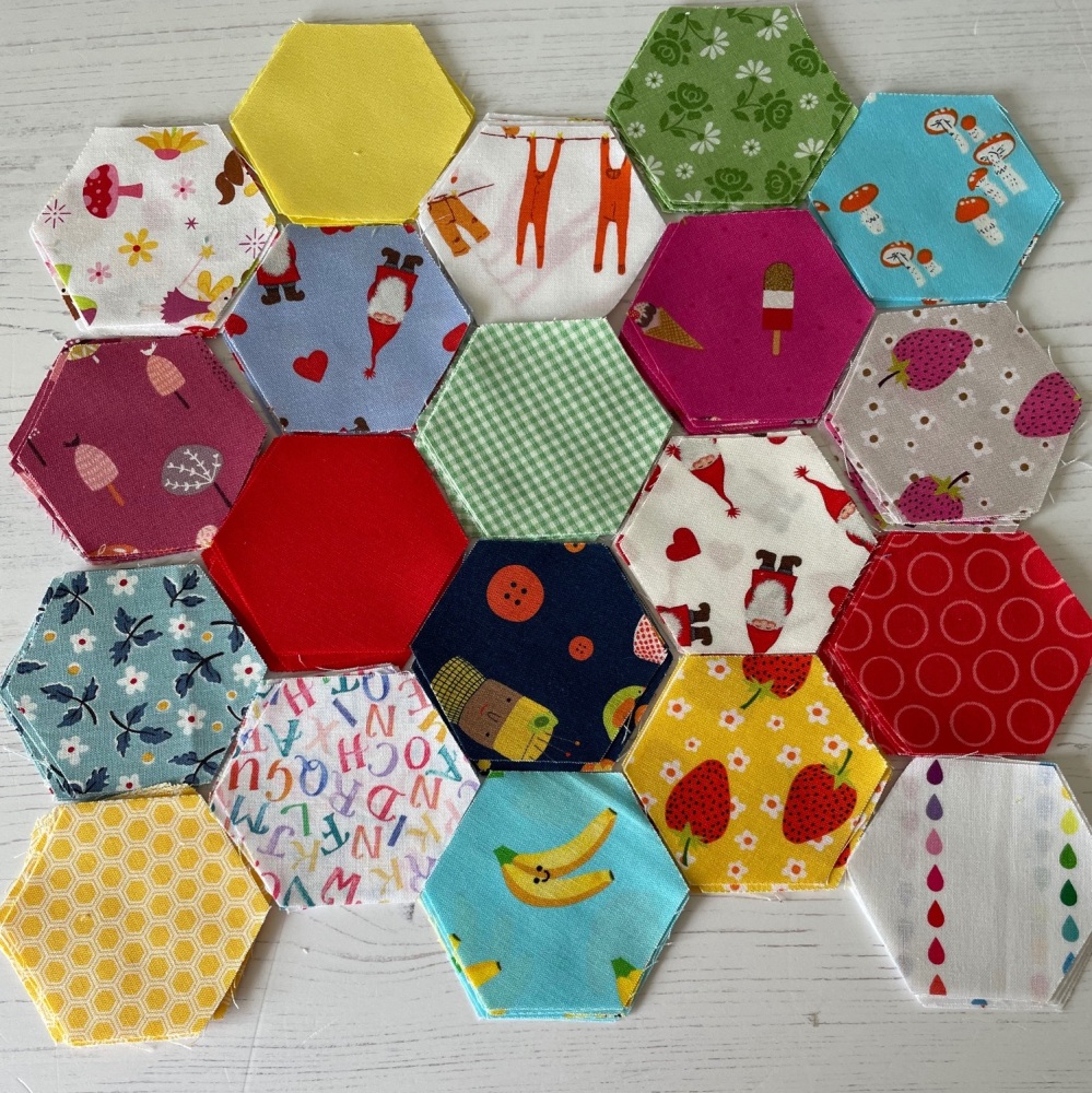 Bright  Hexies 6 hexies of each design and 20 designs in total
