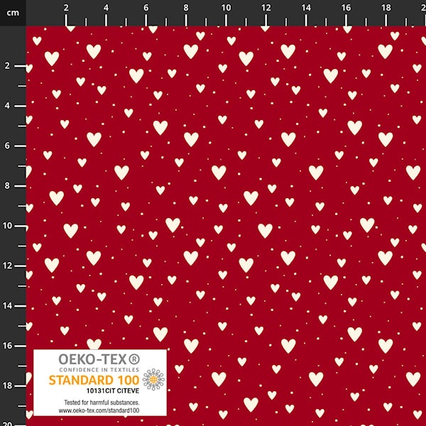 Nordic Noel ~ Stof Fabrics ~ White Hearts on Red