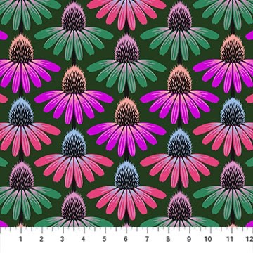 Perennial Border ~ Anna Maria Textiles ~ Northcott Fabrics  ~ Echinacea Rhythm Green