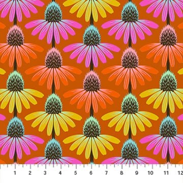 Perennial Border ~ Anna Maria Textiles ~ Northcott Fabrics ~ Echinacea ~ Fire