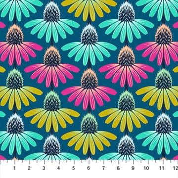 Perennial Border ~ Anna Maria Textiles ~ Northcott Fabrics  ~ Echinacea Parade Blue