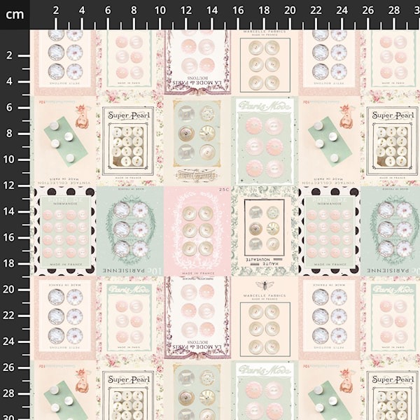 Parisian Snippets ~ Blank Quilting ~ Buttons ~ Ecru