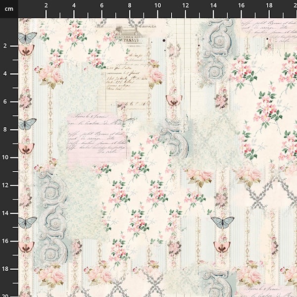 Parisian Snippets ~ Blank Quilting ~ Floral Lattices ~ Ecru