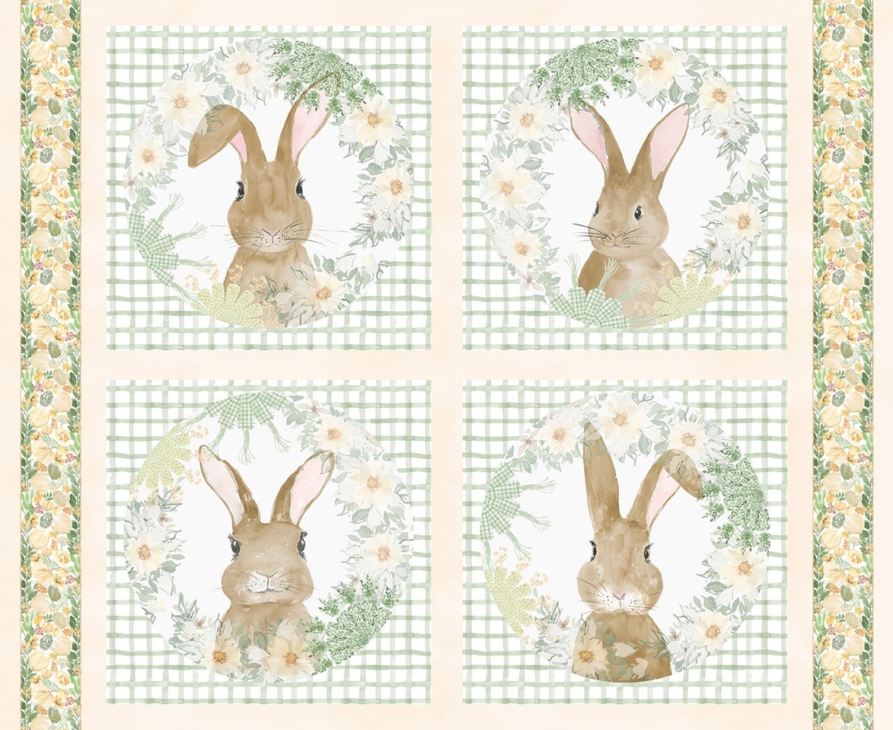 Spring Serenade ~ Blank Quilting ~ Bunny Cushion Panel