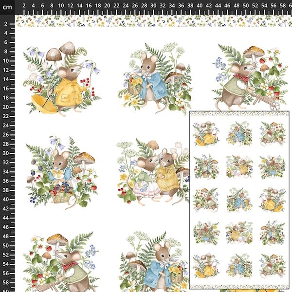 Country Mouse ~ Deborah Edwards ~ Northcott ~ Scenic Blocks ~ White