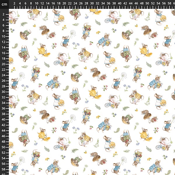 Country Mouse ~ Deborah Edwards ~ Northcott ~ Toss  Mice ~ White