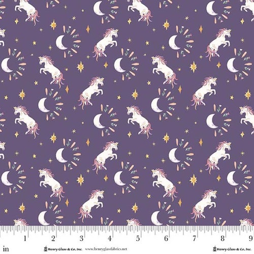 My Darling Unicorn ~ Karissa Schulten ~ Tossed Unicorn with Crescent Moons ~ Purple