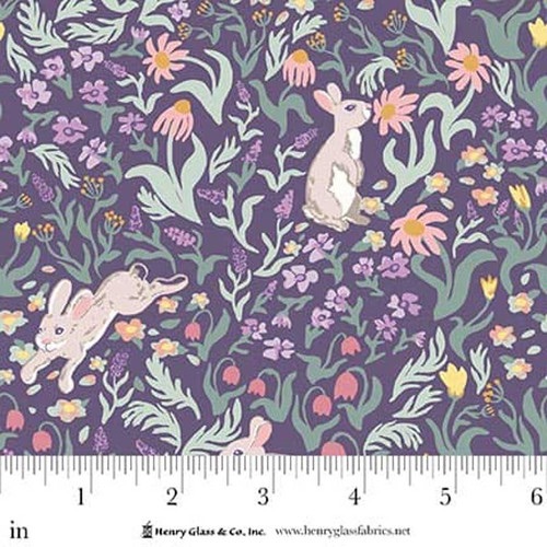 My Darling Unicorn ~ Karissa Schulten ~ Henry Glass Fabrics ~ Frolicking Bunnies ~ Purple